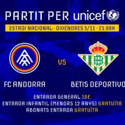 L'FC Andorrà donarà a UNICEF la recaptació del partit d'aquest divendres